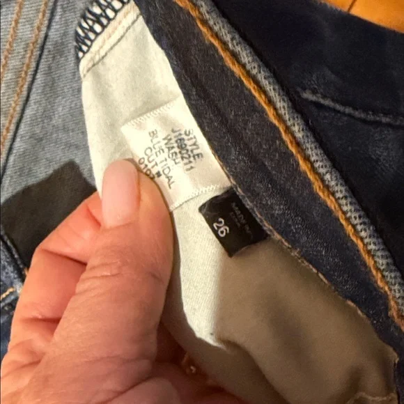 Veronica Beard Dark Blue Ankle Jeans with Red and Black Accents - Picture 2 of 4